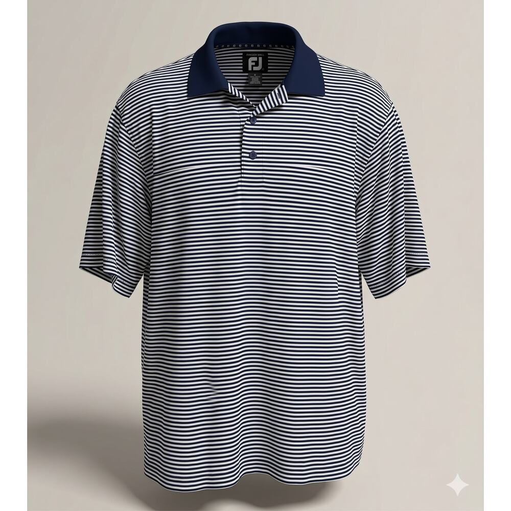 FootJoy Men L Preppy Old Money Athleisure Dadcore ProDry Striped Golf Polo Shirt